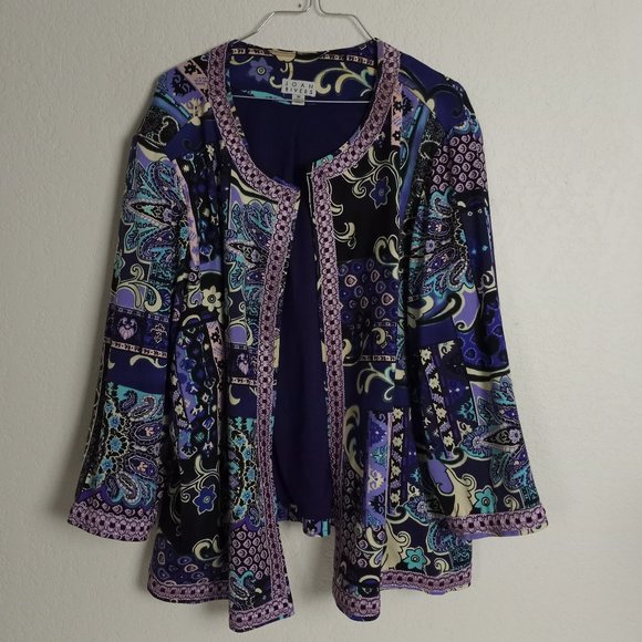 Joan River's 3X Open front Jacket Paisley Floral Career